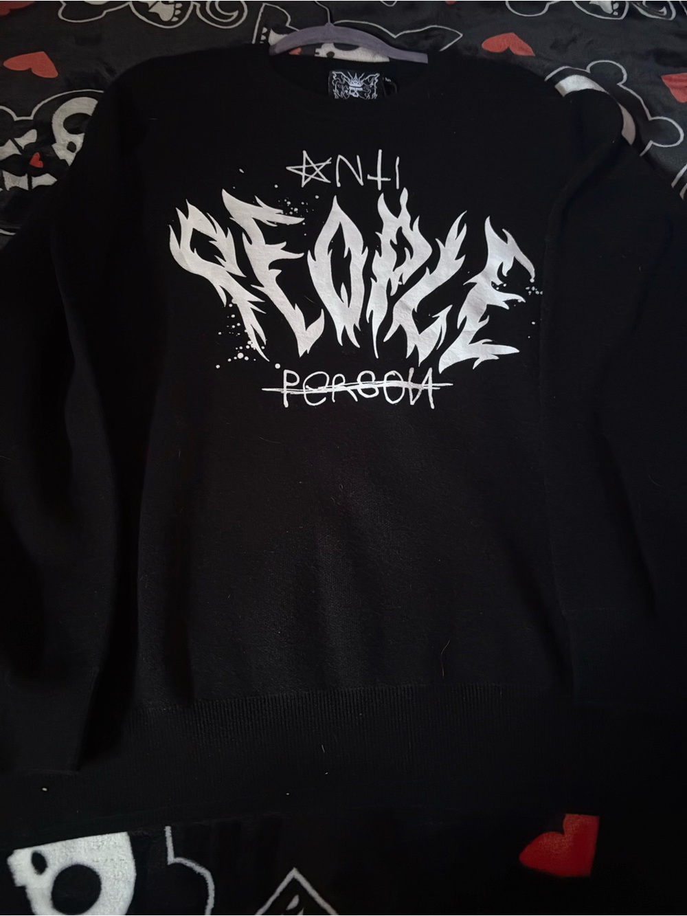 Killstar Black Crewneck Sweatshirt with Silver Flame Graphic